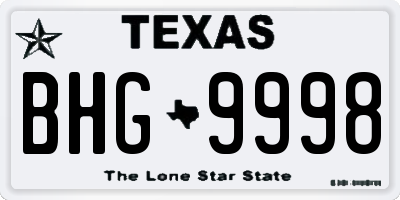 TX license plate BHG9998
