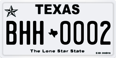 TX license plate BHH0002