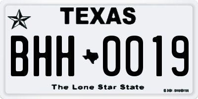 TX license plate BHH0019