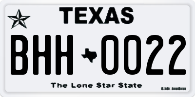 TX license plate BHH0022