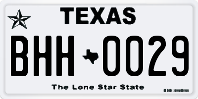 TX license plate BHH0029
