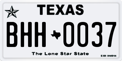 TX license plate BHH0037