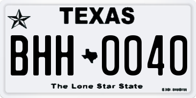 TX license plate BHH0040