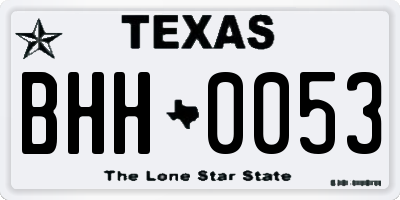 TX license plate BHH0053