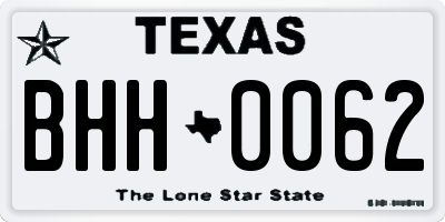 TX license plate BHH0062