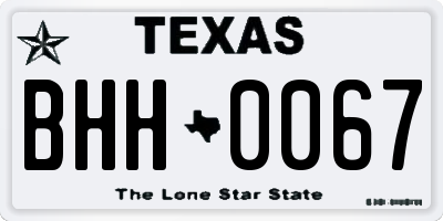 TX license plate BHH0067
