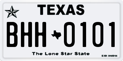 TX license plate BHH0101