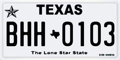 TX license plate BHH0103