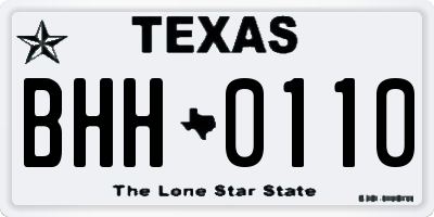 TX license plate BHH0110