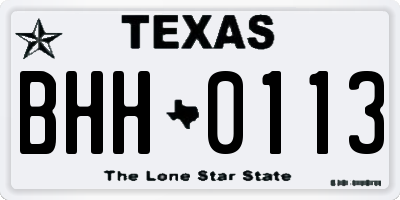 TX license plate BHH0113