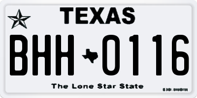 TX license plate BHH0116