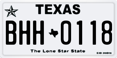 TX license plate BHH0118