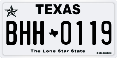 TX license plate BHH0119