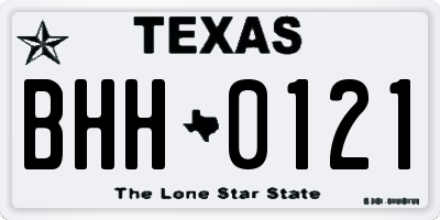 TX license plate BHH0121