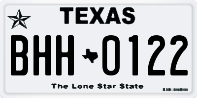 TX license plate BHH0122
