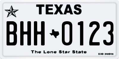 TX license plate BHH0123