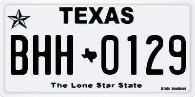 TX license plate BHH0129