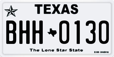 TX license plate BHH0130
