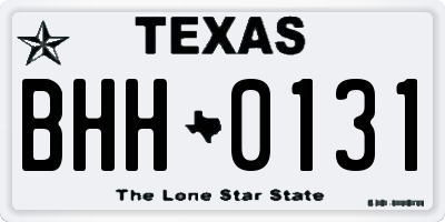 TX license plate BHH0131