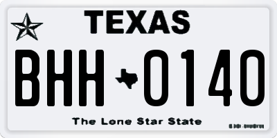 TX license plate BHH0140