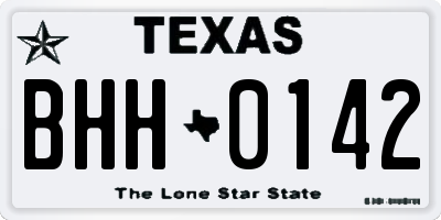 TX license plate BHH0142