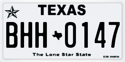 TX license plate BHH0147