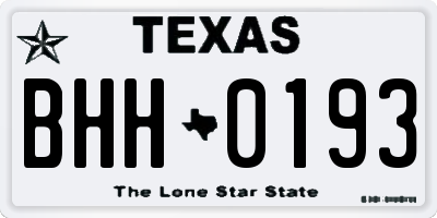 TX license plate BHH0193
