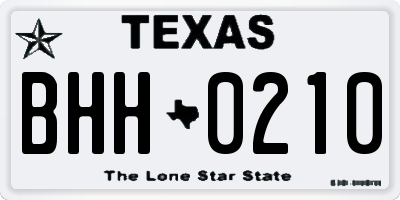 TX license plate BHH0210