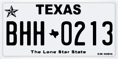 TX license plate BHH0213
