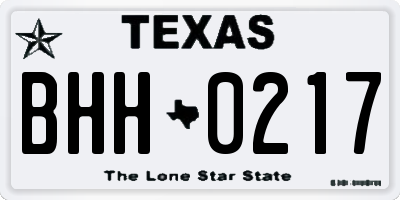 TX license plate BHH0217