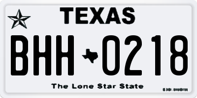 TX license plate BHH0218