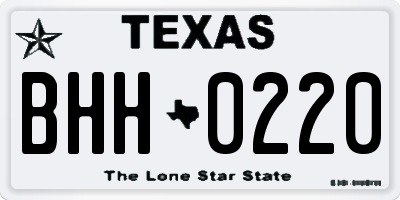 TX license plate BHH0220
