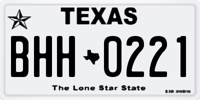 TX license plate BHH0221