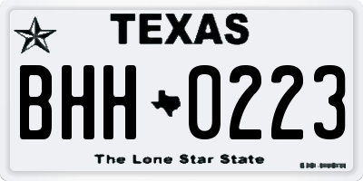 TX license plate BHH0223