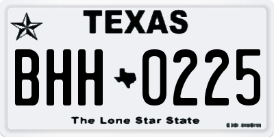 TX license plate BHH0225
