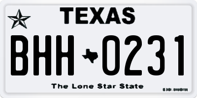 TX license plate BHH0231