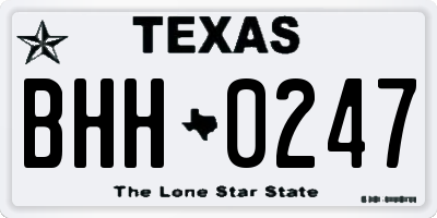 TX license plate BHH0247