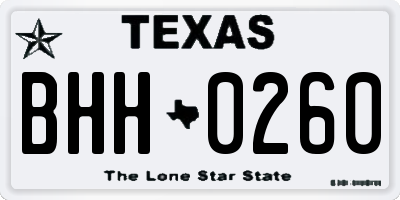 TX license plate BHH0260