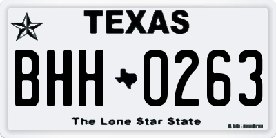 TX license plate BHH0263