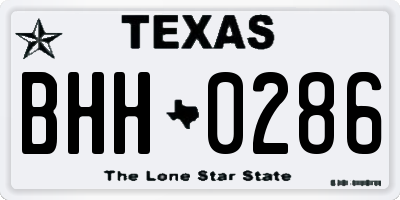 TX license plate BHH0286