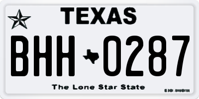 TX license plate BHH0287