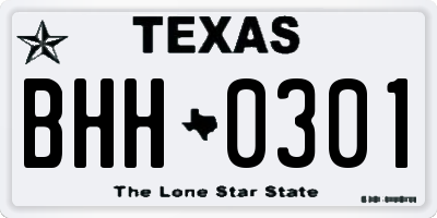 TX license plate BHH0301