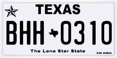 TX license plate BHH0310
