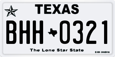 TX license plate BHH0321