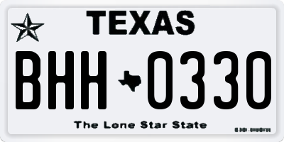 TX license plate BHH0330