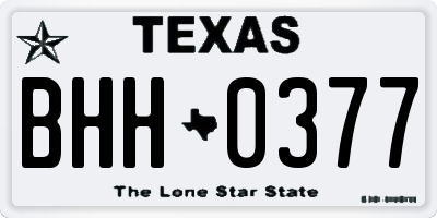 TX license plate BHH0377