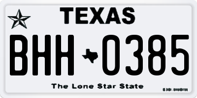 TX license plate BHH0385