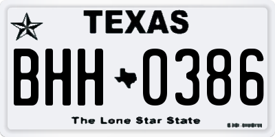 TX license plate BHH0386