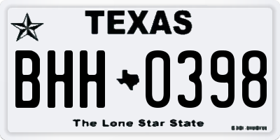 TX license plate BHH0398