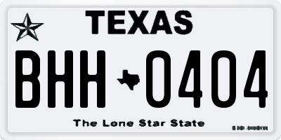 TX license plate BHH0404